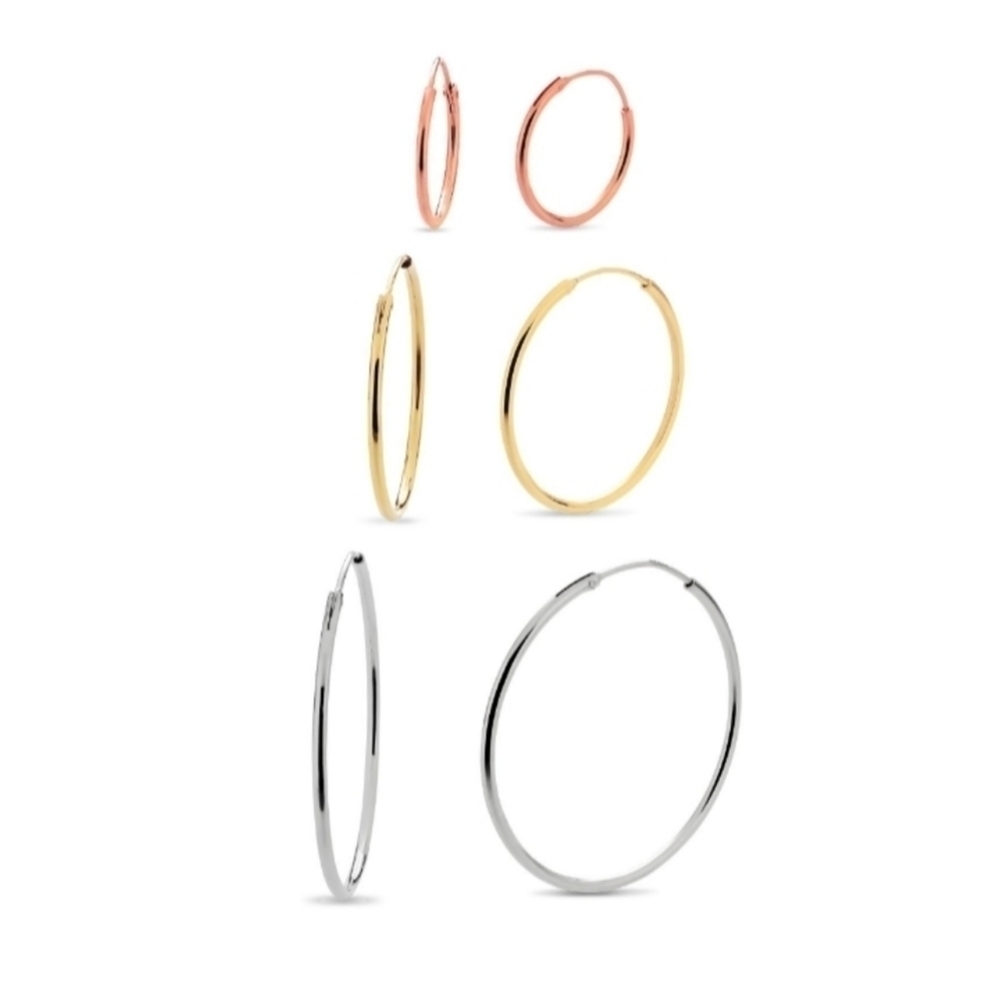 Tri-color sterling hoop earrings - 3 qty
